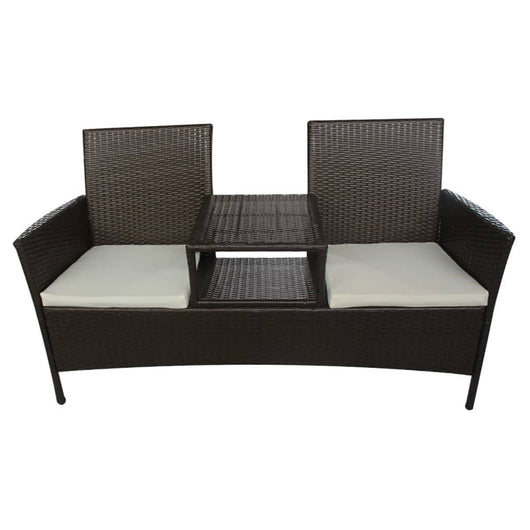 Divano da Giardino a 2 Posti con Tavolino in Polyrattan Marrone 42843