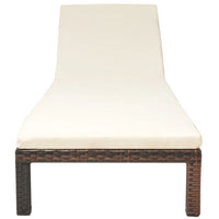 Lettino Prendisole con Cuscino in Polyrattan Marrone 42845