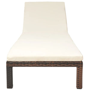 Lettino Prendisole con Cuscino in Polyrattan Marrone 42845
