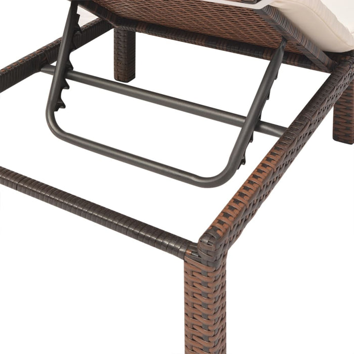 Lettino Prendisole con Cuscino in Polyrattan Marrone 42845