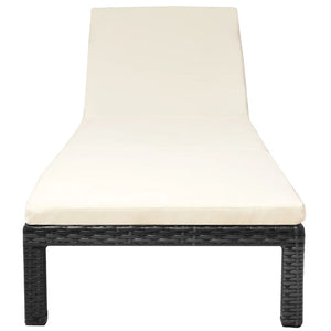 Lettino Prendisole con Cuscino in Polyrattan Nero cod mxl 27730