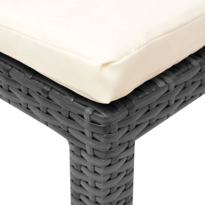 Lettino Prendisole con Cuscino in Polyrattan Nero 42846