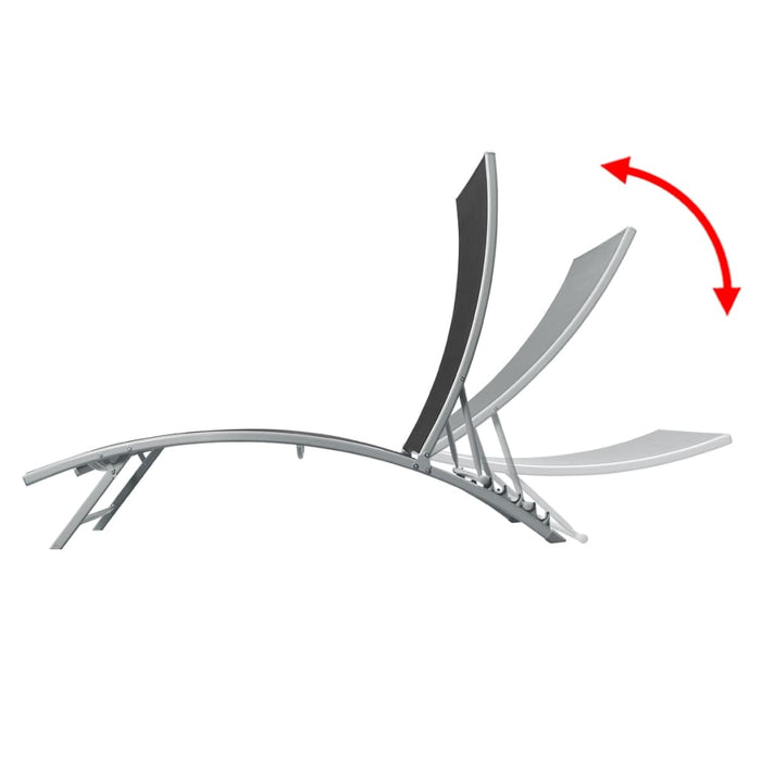 Sdraio sedia a sdraio prendisole lettino da giardino terrazza mobili da esterno acciaio e Textilene nero 02_0012245