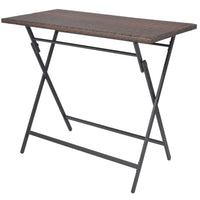 Mobile da pranzo pieghevole 7 pezzi acciaio resina intrecciata marrone 02_0014940