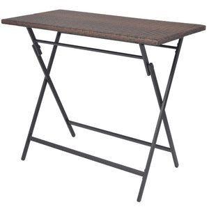 Mobile da pranzo pieghevole 7 pezzi acciaio resina intrecciata marrone 02_0014940