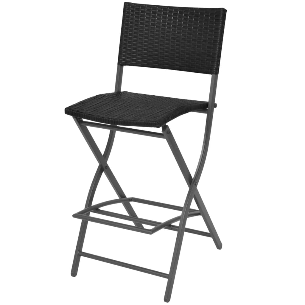 Set da Giardino 7 pz Pieghevole in Acciaio e Polyrattan Nero 42878