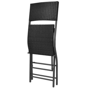 Set da Giardino 7 pz Pieghevole in Acciaio e Polyrattan Nero 42878