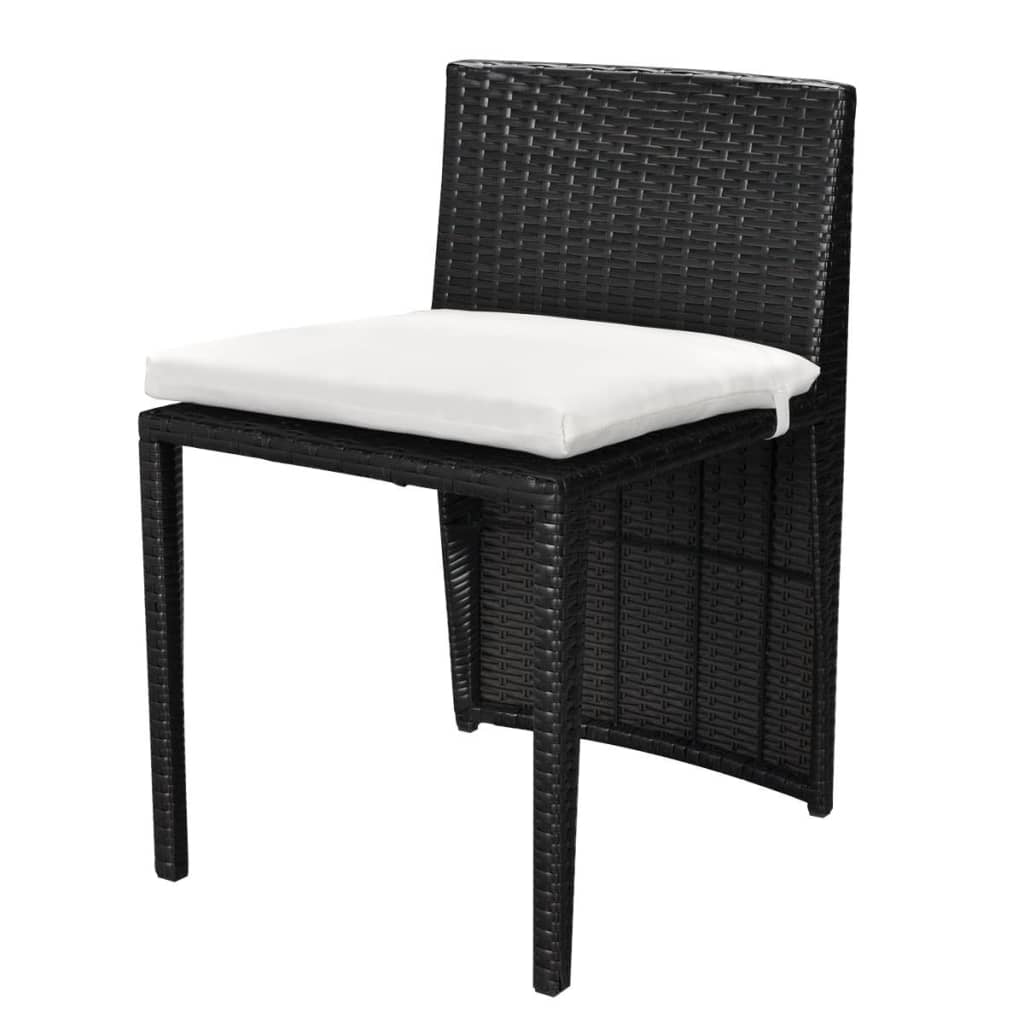Set da Bistrot 3 pz con Cuscini in Polyrattan Nero 42882