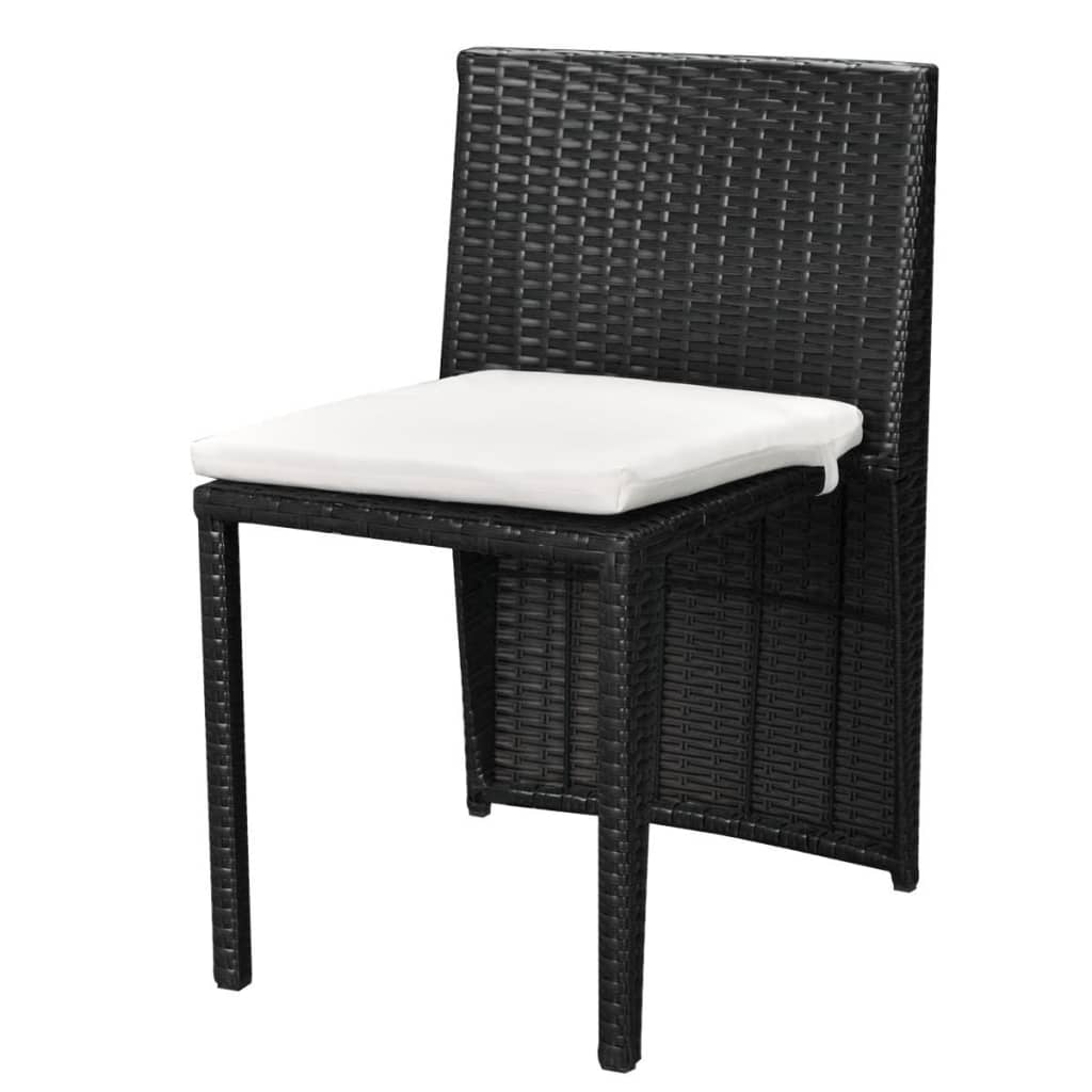 Set da Bistrot 3 pz con Cuscini in Polyrattan Nero 42882