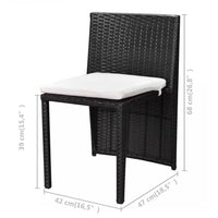 Set da Bistrot 3 pz con Cuscini in Polyrattan Nero 42882