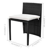 Set da Bistrot 3 pz con Cuscini in Polyrattan Nero 42882