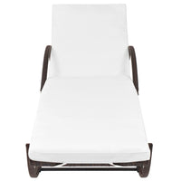 Lettino Prendisole con Cuscino e Tavolo in Polyrattan Marrone cod mxl 18876