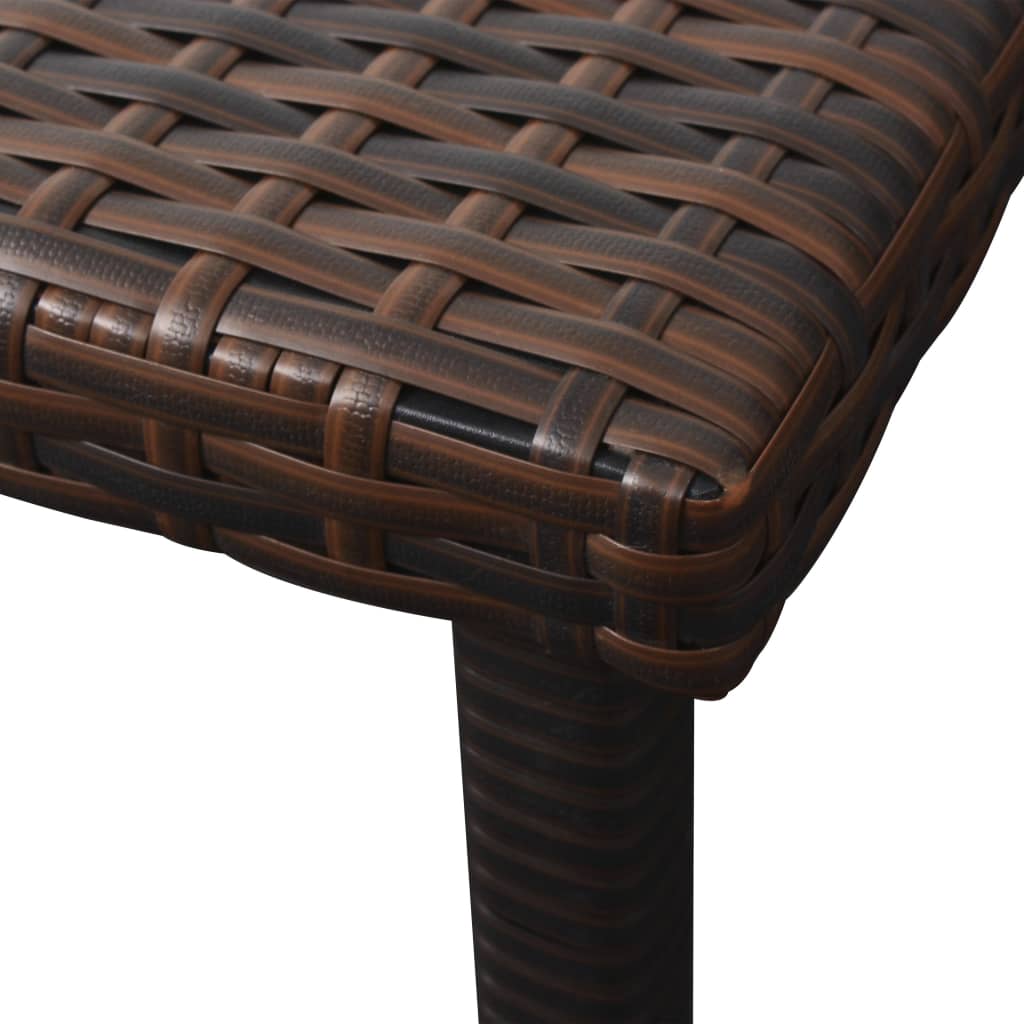 Lettino Prendisole con Cuscino e Tavolo in Polyrattan Marrone 42885