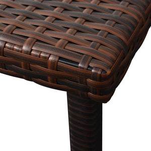 Lettino Prendisole con Cuscino e Tavolo in Polyrattan Marrone 42885