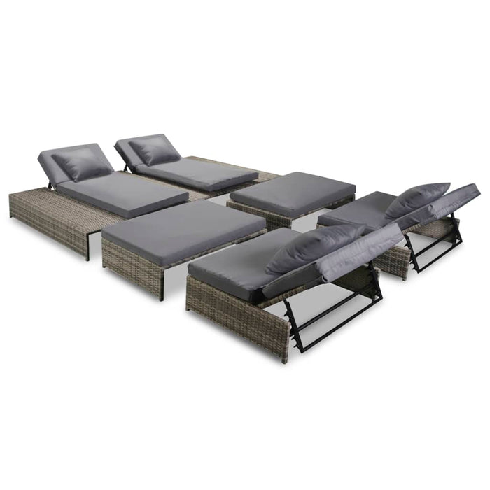 Set Divani da Giardino 5 pz con Cuscini in Polyrattan Grigio 42889