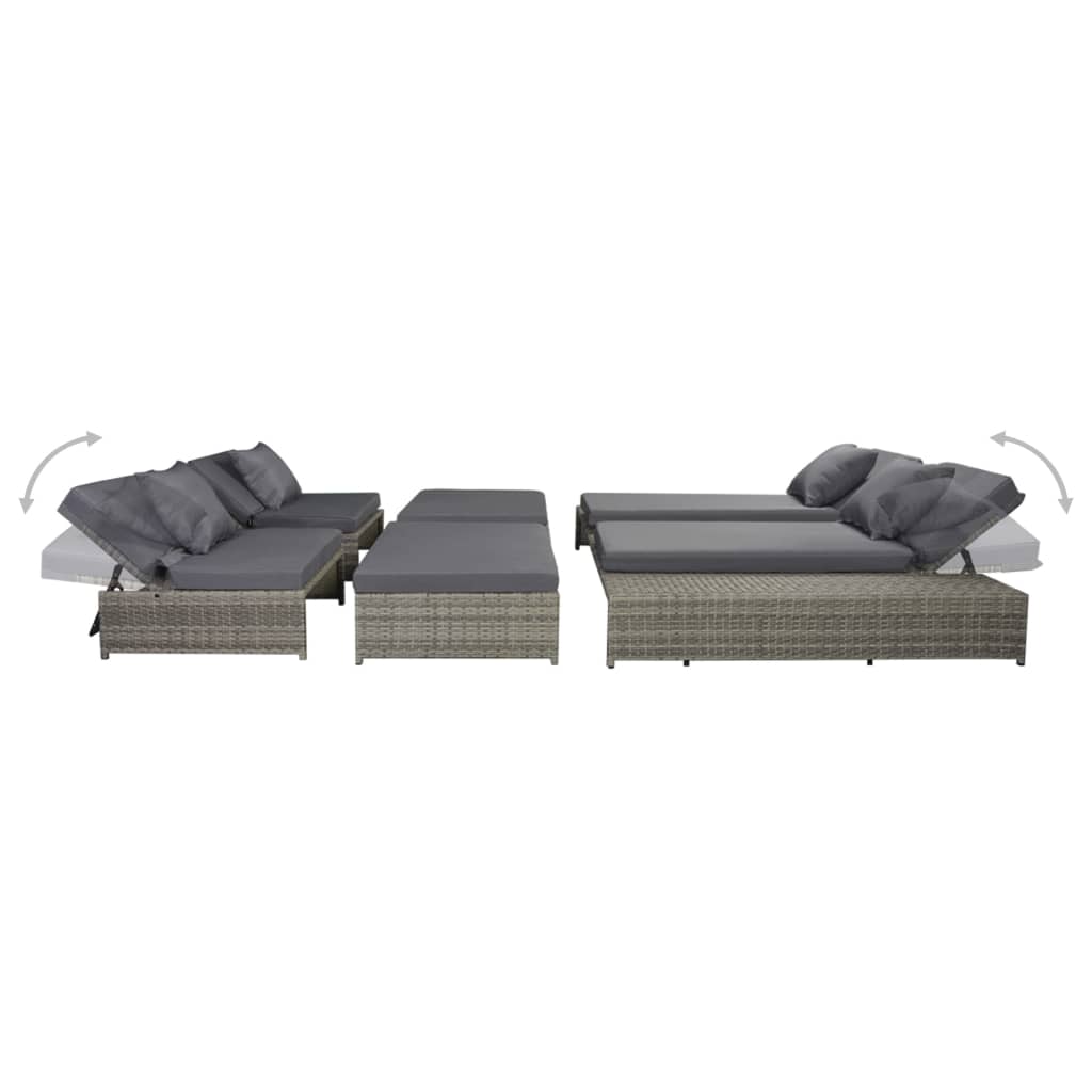 Set Divani da Giardino 5 pz con Cuscini in Polyrattan Grigio 42889
