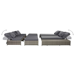 Set Divani da Giardino 5 pz con Cuscini in Polyrattan Grigio 42889