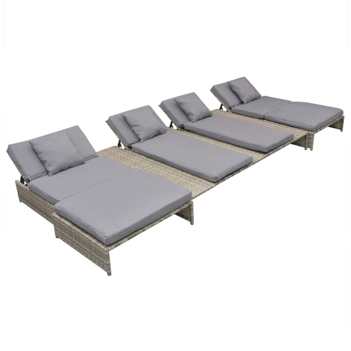 Set Divani da Giardino 5 pz con Cuscini in Polyrattan Grigio 42889