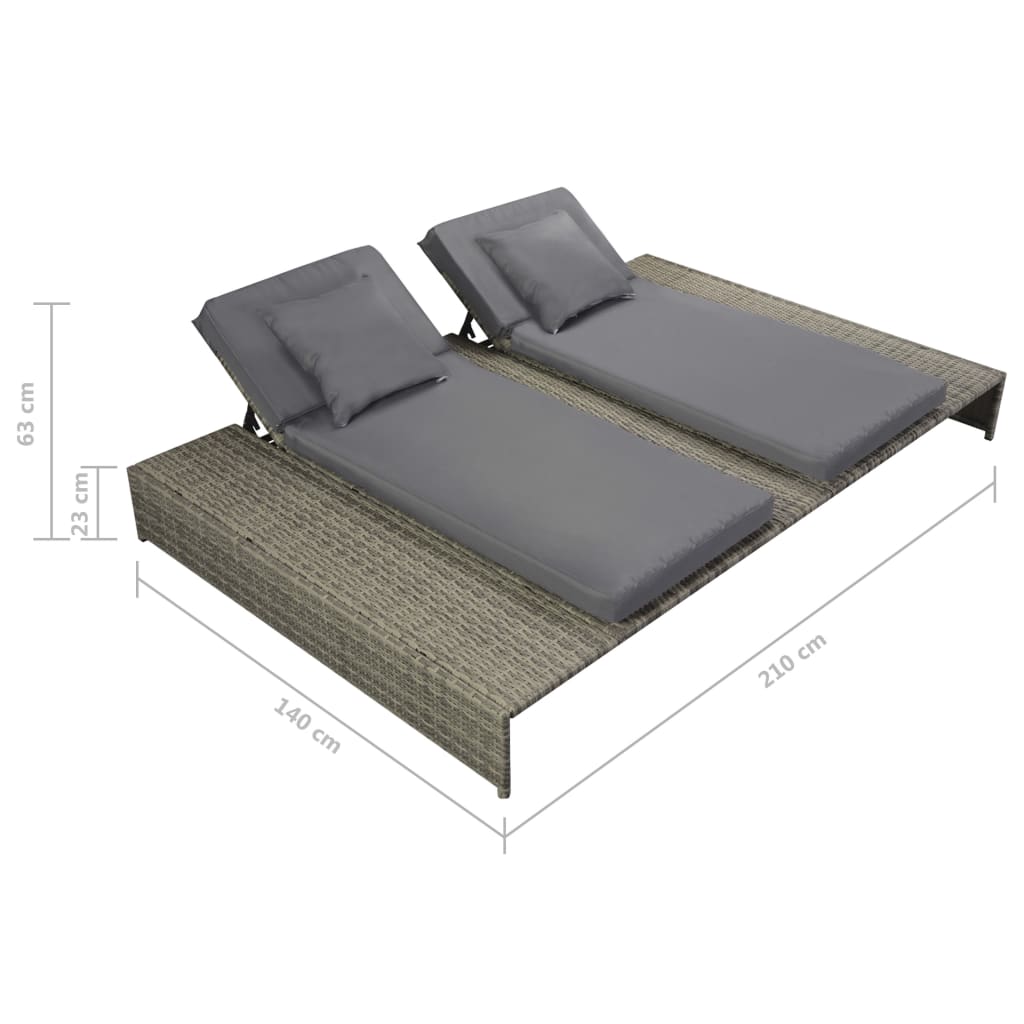 Set Divani da Giardino 5 pz con Cuscini in Polyrattan Grigio 42889