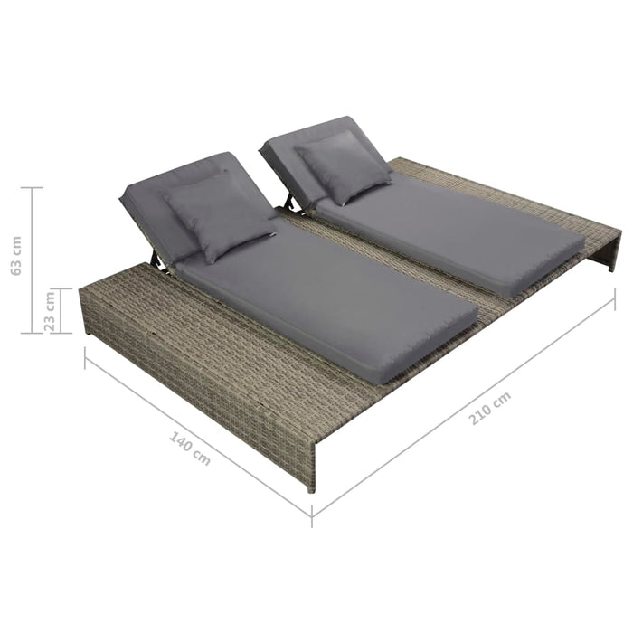 Set Divani da Giardino 5 pz con Cuscini in Polyrattan Grigio 42889