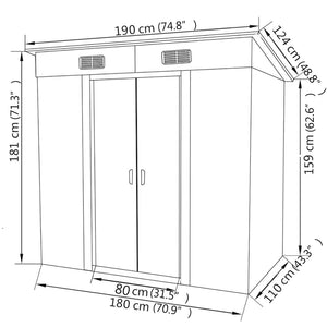 Casetta da giardino casetta per cabina rimessa per la casa casetta per esterni attrezzi robusto metallo verde 02_0022342