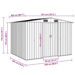 Capanno per Attrezzi in Metallo Verde 257x205x178 cm 42910