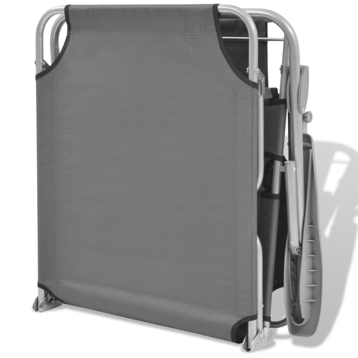 Lettino Prendisole con Baldacchino in Acciaio Grigio 42934