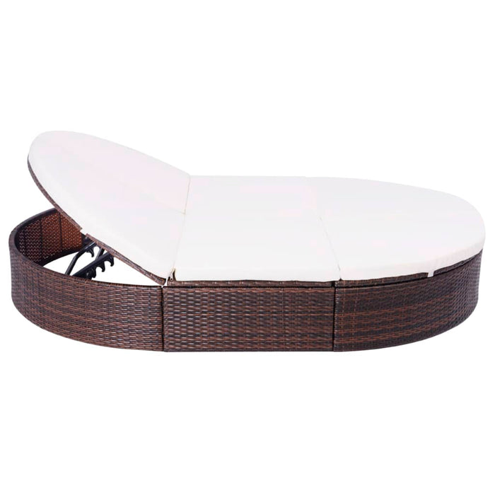 Lettino Prendisole con Cuscino in Polyrattan Marrone cod mxl 63139
