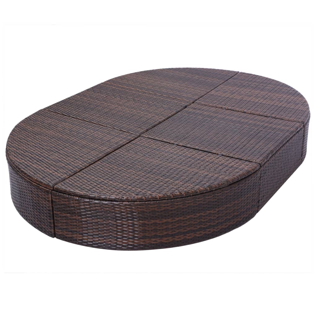 Lettino Prendisole con Cuscino in Polyrattan Marrone cod mxl 63139