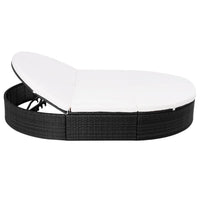 Lettino Prendisole da Giardino con Cuscino in Polyrattan Nero cod mxl 61957