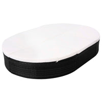 Lettino Prendisole da Giardino con Cuscino in Polyrattan Nero cod mxl 61957