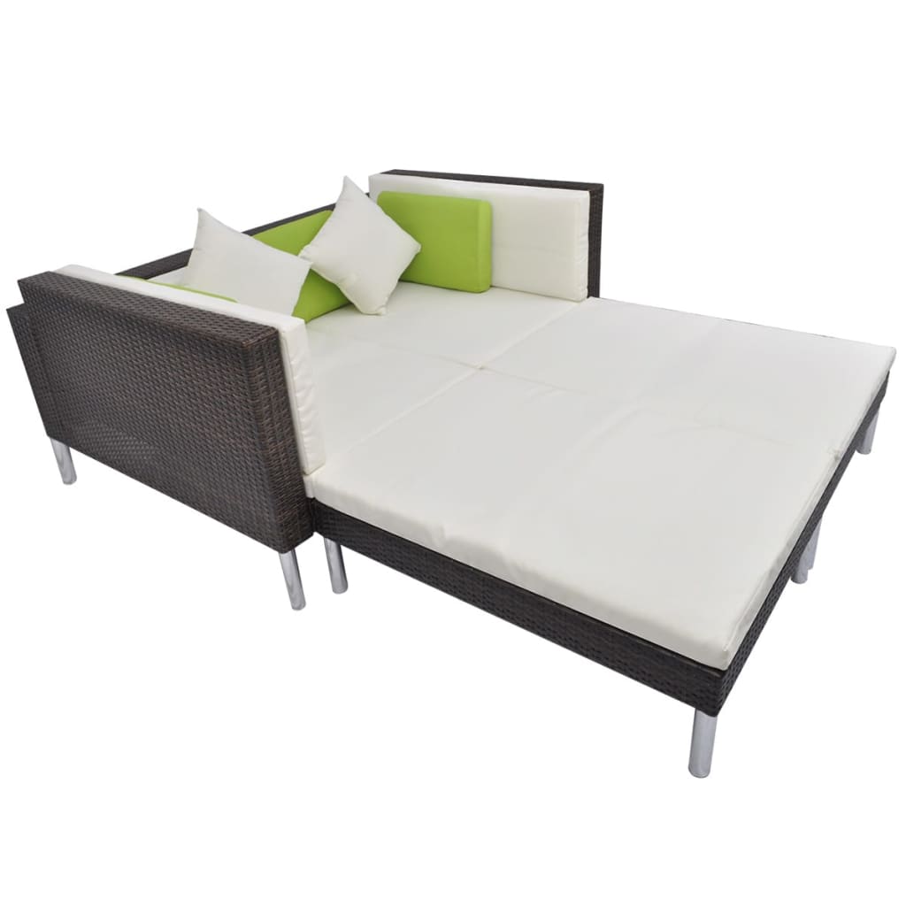 Mobili da giardino mobili da esterno Set di mobili da 4 pezzi con cuscini in resina intrecciata marrone 02_0016194