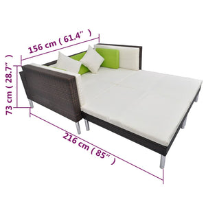 Set Divani da Giardino 4 pz con Cuscini in Polyrattan Marrone cod mxl 35651