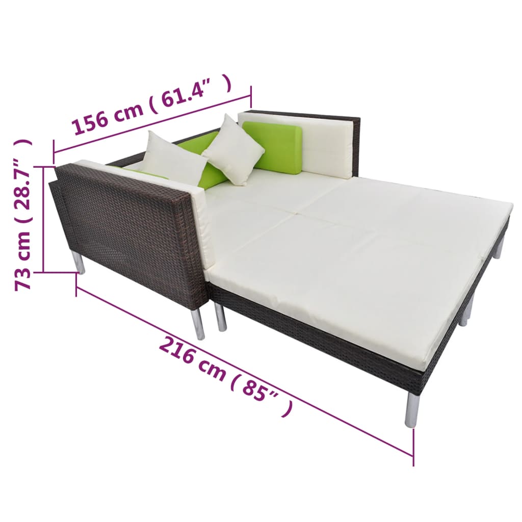 Mobili da giardino mobili da esterno Set di mobili da 4 pezzi con cuscini in resina intrecciata marrone 02_0016194