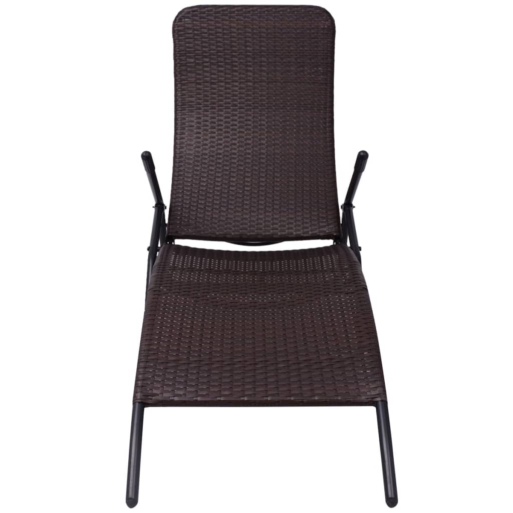 Lettino Prendisole Pieghevole in Polyrattan Marrone 42945