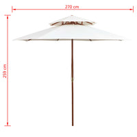Ombrellone mobile da giardino terrazza 270 x 270 cm palo in legno bianco crema 02_0008413