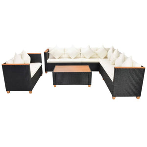Set Divani da Giardino 6 pz con Cuscini in Polyrattan Nero 42996