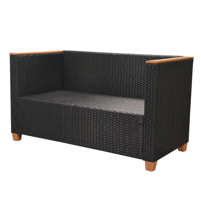 Set Divani da Giardino 6 pz con Cuscini in Polyrattan Nero 42996