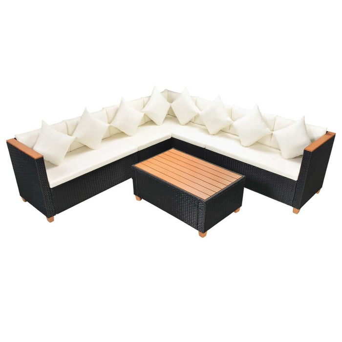 Set Divani da Giardino 5 pz con Cuscini in Polyrattan Nero cod mxl 34831