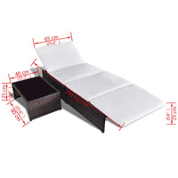 Lettini Prendisole 2 pz con Tavolo in Polyrattan Marrone