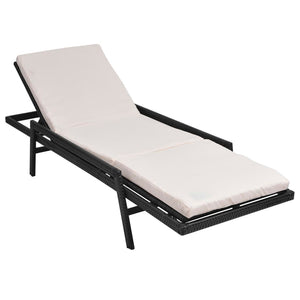 Lettino Prendisole con Cuscino in Polyrattan Nero 43108