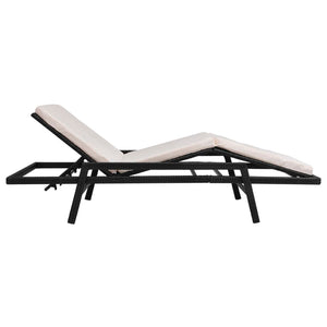 Lettino Prendisole con Cuscino in Polyrattan Nero 43108