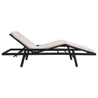 Lettino Prendisole con Cuscino in Polyrattan Nero 43108