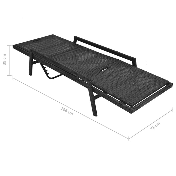 Lettino Prendisole con Cuscino in Polyrattan Nero cod mxl 27045