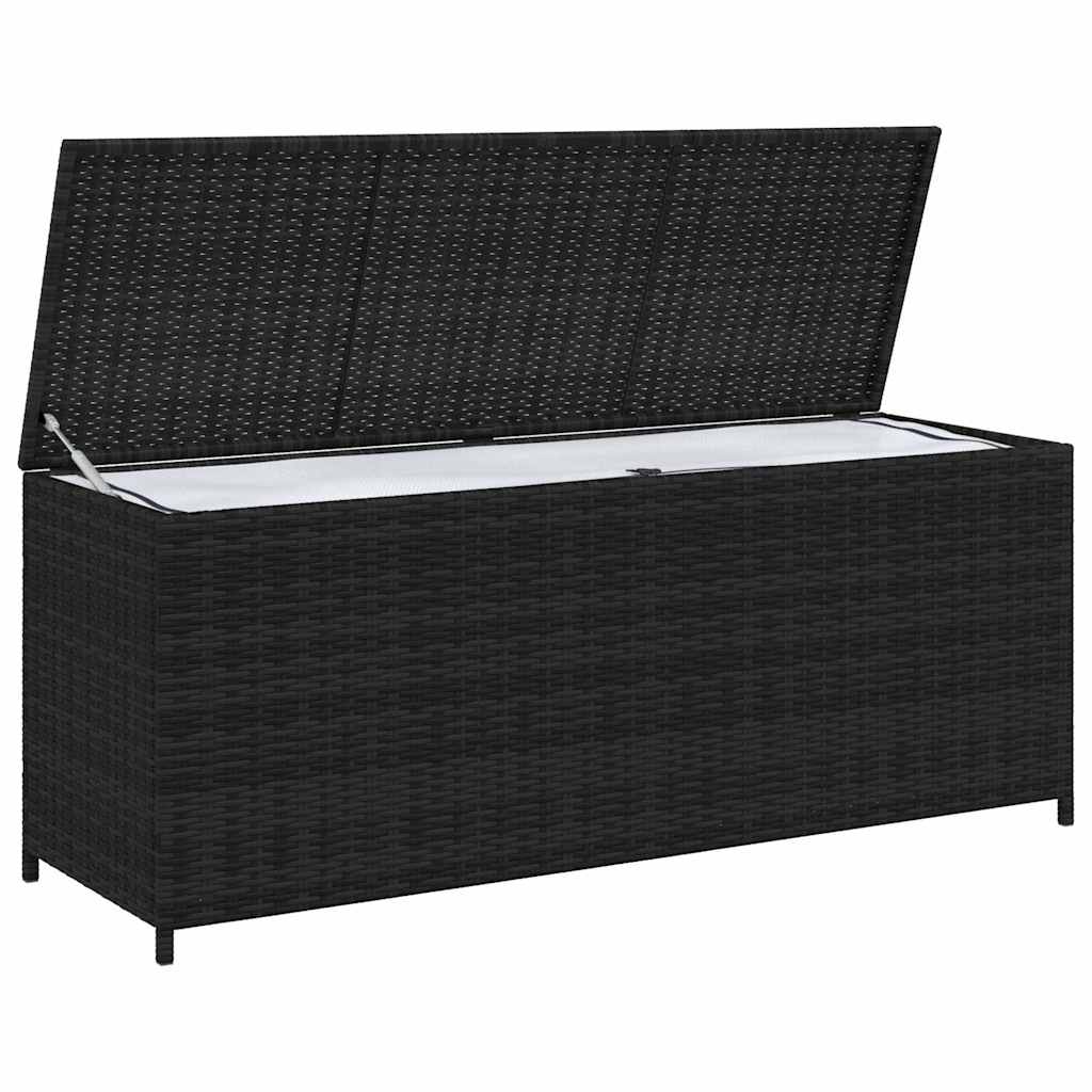 Baule da Giardino Nero 150x50x60 cm in Polyrattan 43134