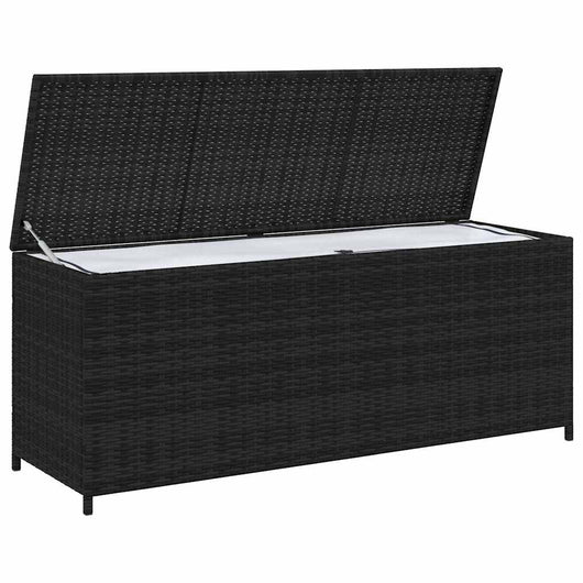 Baule da Giardino Nero 150x50x60 cm in Polyrattan 43134