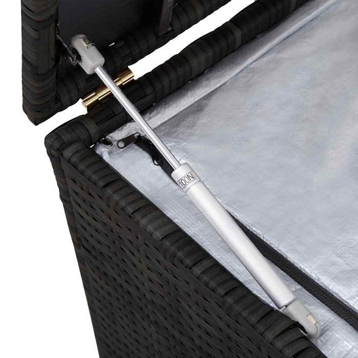 Baule da Giardino Nero 150x50x60 cm in Polyrattan 43134