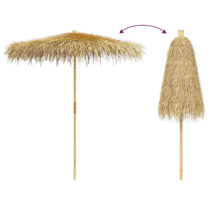 Parasole in Bambù con Copertura con Foglie di Banana 210 cm 43160