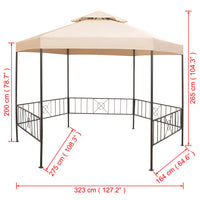 Gazebo Padiglione Tenda da Giardino 323x265 cm