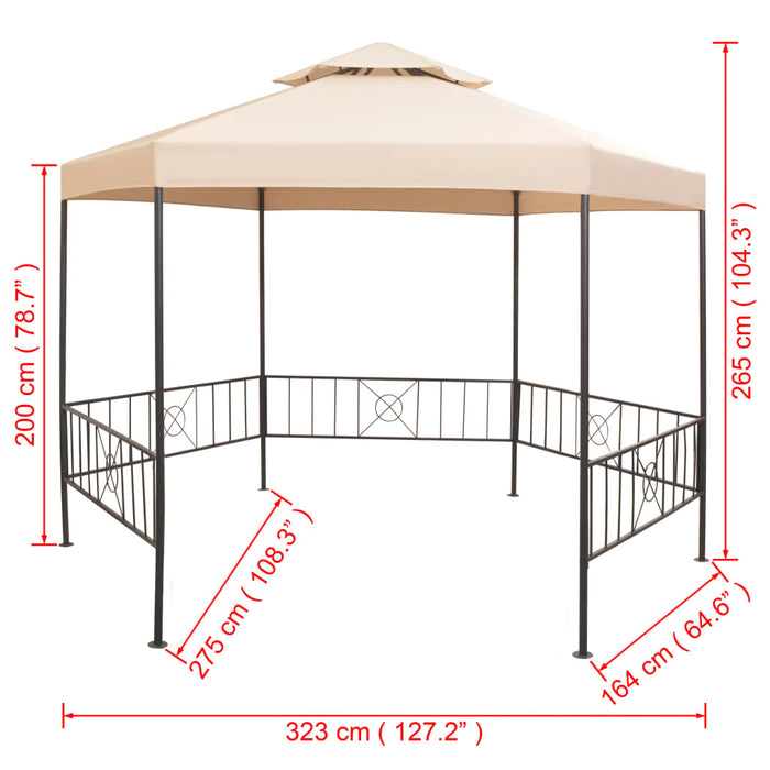 Gazebo Padiglione Tenda da Giardino 323x265 cm